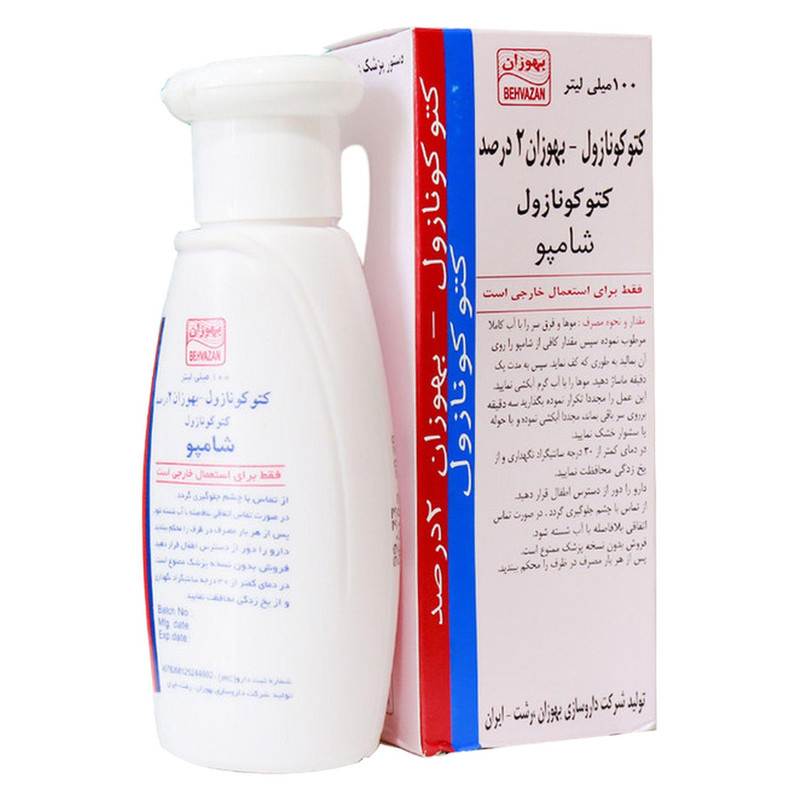 شامپو ضد شوره مو کتوکونازول مدل بهوزان  حجم 100 میلی لیتر