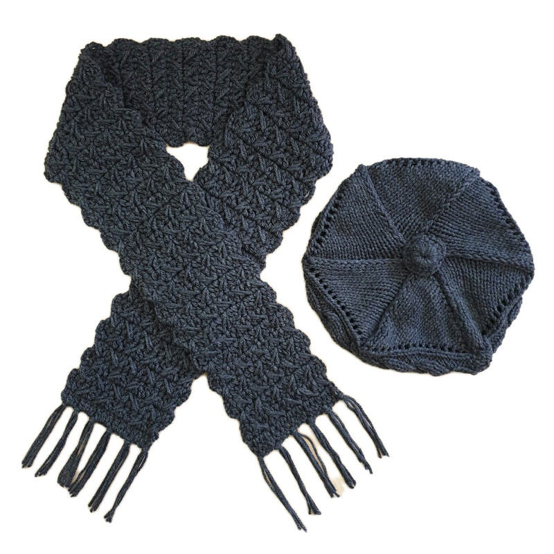 ست کلاه و شال گردن بافتنی زنانه مدل گیس